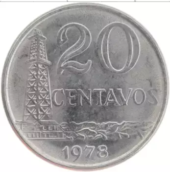 Монета 20 сентаво Бразилии 1978 года Медно-никель