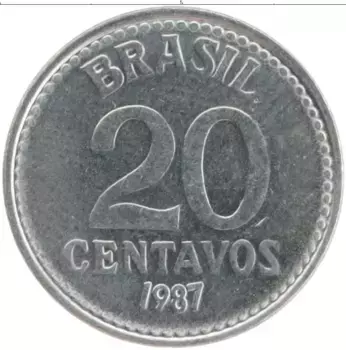 Монета 20 сентаво Бразилии 1987 года Сталь
