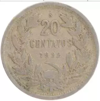 Монета 20 сентаво Чили 1922 года Медно-никель