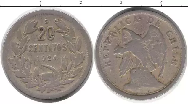 Монета 20 сентаво Чили 1924 года Медно-никель Орел