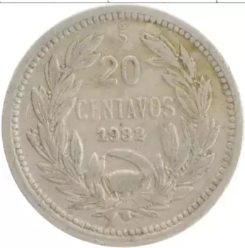 Монета 20 сентаво Чили 1932 года Медно-никель