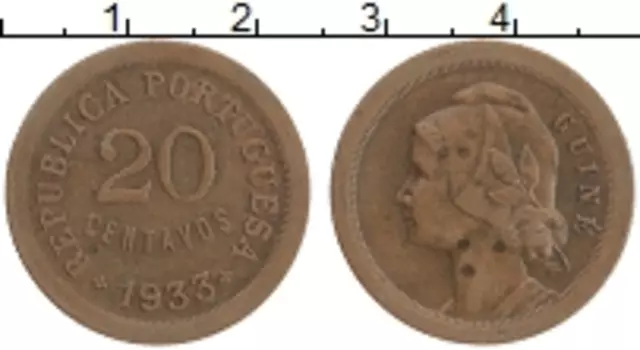 Монета 20 сентаво Гвинеи 1933 года Бронза