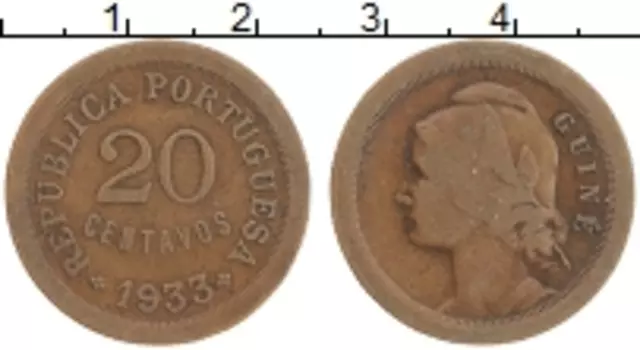 Монета 20 сентаво Гвинеи 1933 года Бронза