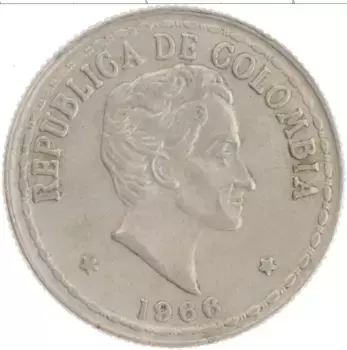 Монета 20 сентаво Колумбии 1966 года Медно-никель