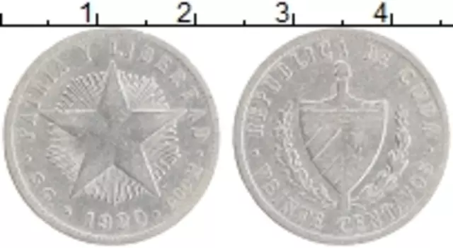 Монета 20 сентаво Кубы 1920 года Серебро