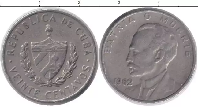 Монета 20 сентаво Кубы 1962 года Медно-никель