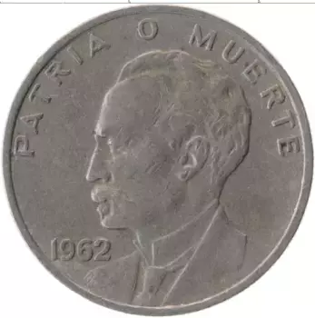 Монета 20 сентаво Кубы 1962 года Медно-никель Хосе Марти