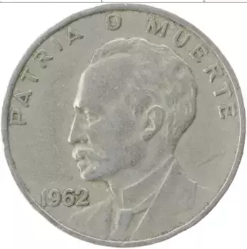 Монета 20 сентаво Кубы 1962 года Медно-никель Хосе Марти