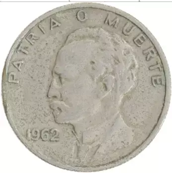 Монета 20 сентаво Кубы 1962 года Медно-никель Хосе Марти