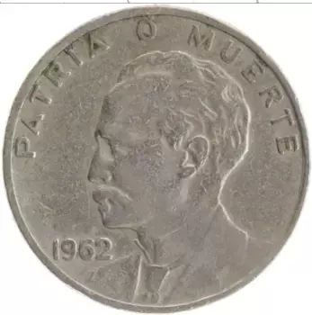 Монета 20 сентаво Кубы 1962 года Медно-никель Хосе Марти