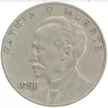 Монета 20 сентаво Кубы 1968 года Медно-никель Хосе Марти