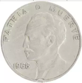 Монета 20 сентаво Кубы 1968 года Медно-никель Хосе Марти