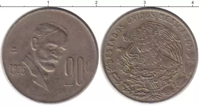 Монета 20 сентаво Мексики 1975 года Медно-никель Франциско Мадеро