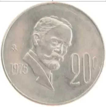 Монета 20 сентаво Мексики 1975 года Медно-никель