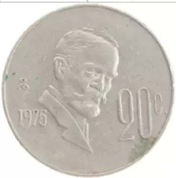 Монета 20 сентаво Мексики 1975 года Медно-никель Франциско Мадеро