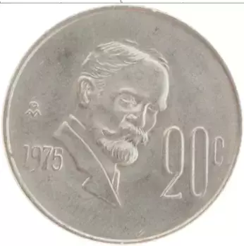 Монета 20 сентаво Мексики 1975 года Медно-никель