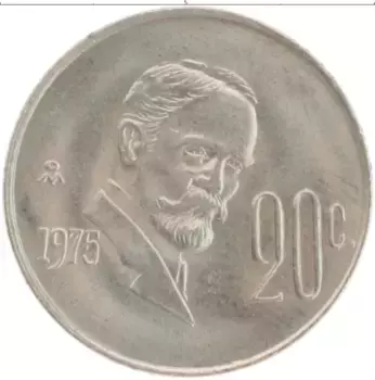 Монета 20 сентаво Мексики 1975 года Медно-никель