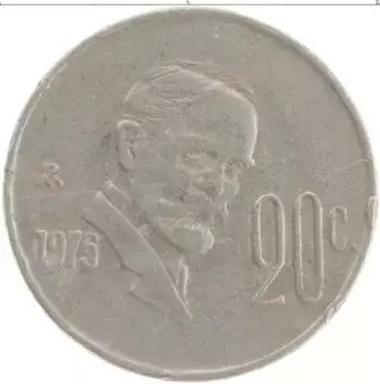 Монета 20 сентаво Мексики 1975 года Медно-никель