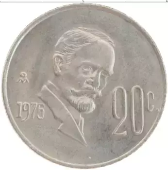Монета 20 сентаво Мексики 1975 года Медно-никель