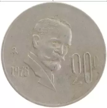 Монета 20 сентаво Мексики 1975 года Медно-никель