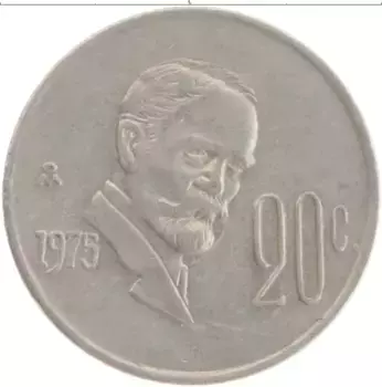 Монета 20 сентаво Мексики 1975 года Медно-никель