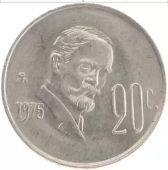 Монета 20 сентаво Мексики 1975 года Медно-никель