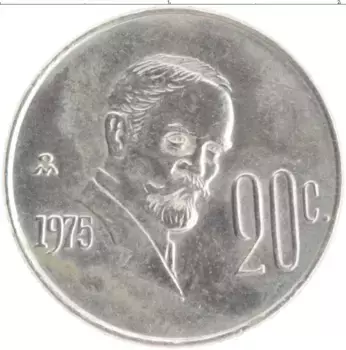 Монета 20 сентаво Мексики 1975 года Медно-никель Франциско Мадеро