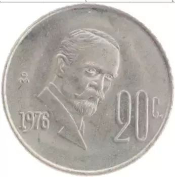 Монета 20 сентаво Мексики 1976 года Медно-никель Франциско Мадеро