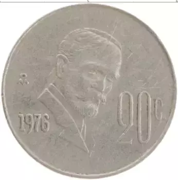 Монета 20 сентаво Мексики 1976 года Медно-никель