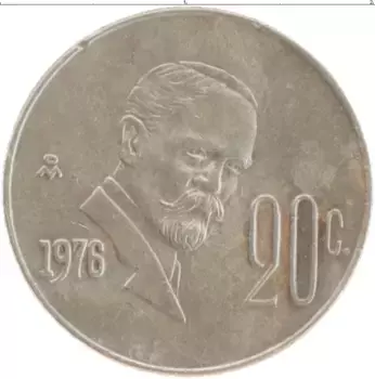 Монета 20 сентаво Мексики 1976 года Медно-никель