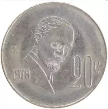 Монета 20 сентаво Мексики 1978 года Медно-никель Франциско Мадеро