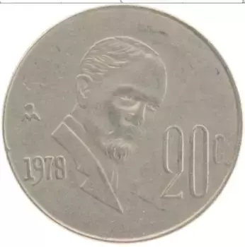 Монета 20 сентаво Мексики 1978 года Медно-никель Франциско Мадеро