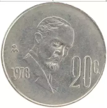 Монета 20 сентаво Мексики 1978 года Медно-никель