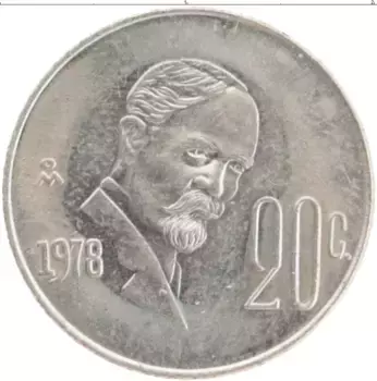 Монета 20 сентаво Мексики 1978 года Медно-никель