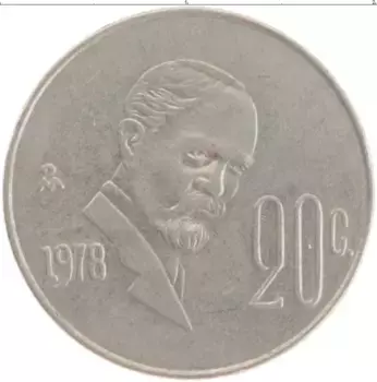 Монета 20 сентаво Мексики 1978 года Медно-никель