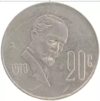Монета 20 сентаво Мексики 1978 года Медно-никель