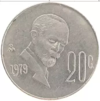 Монета 20 сентаво Мексики 1979 года Медно-никель Франциско Мадеро