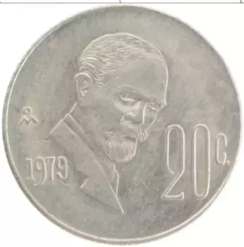 Монета 20 сентаво Мексики 1979 года Медно-никель