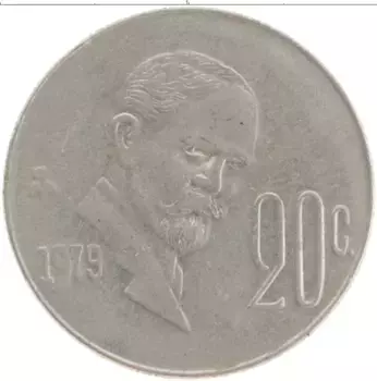 Монета 20 сентаво Мексики 1979 года Медно-никель