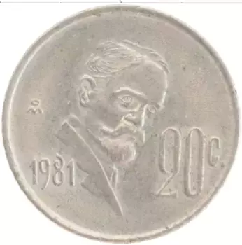 Монета 20 сентаво Мексики 1981 года Медно-никель