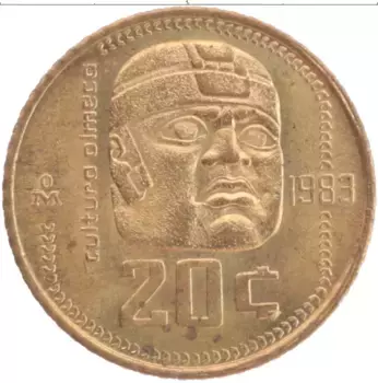 Монета 20 сентаво Мексики 1983 года Бронза Культура Ольмеков
