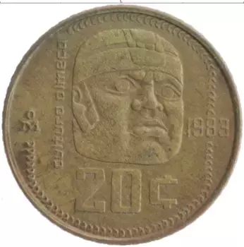 Монета 20 сентаво Мексики 1983 года Латунь