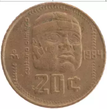 Монета 20 сентаво Мексики 1984 года Бронза