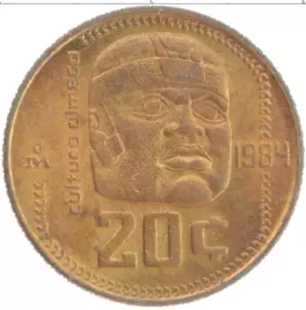 Монета 20 сентаво Мексики 1984 года Бронза