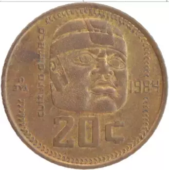 Монета 20 сентаво Мексики 1989 года Латунь Герб