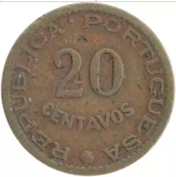 Монета 20 сентаво Мозамбика 1961 года Бронза Португальская колония