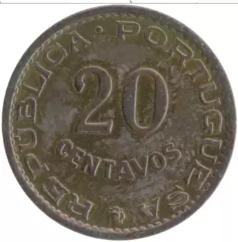 Монета 20 сентаво Мозамбика 1961 года Бронза