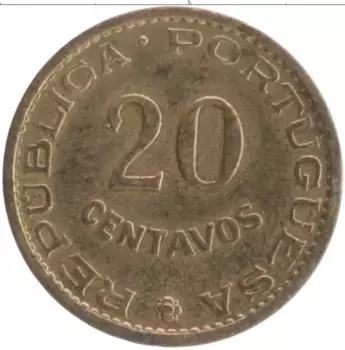 Монета 20 сентаво Мозамбика 1961 года Бронза