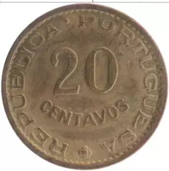Монета 20 сентаво Мозамбика 1961 года Бронза