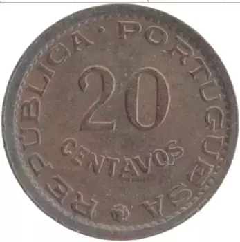 Монета 20 сентаво Мозамбика 1973 года Бронза Португальская колония